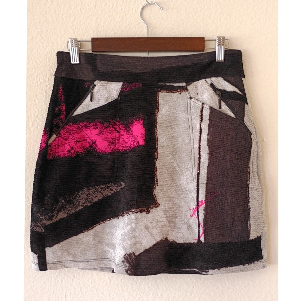 Jamie Sadock Women Abstract Print Golf Skort Pink Black Grey Size 6 Y2K 90's